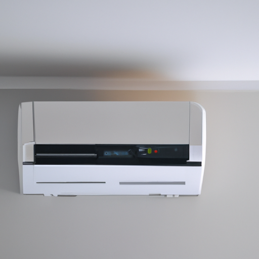 מזגן מיני מרכזי אלגנטי המותקן על קיר עם תצוגת טמפרטורה דיגיטלית